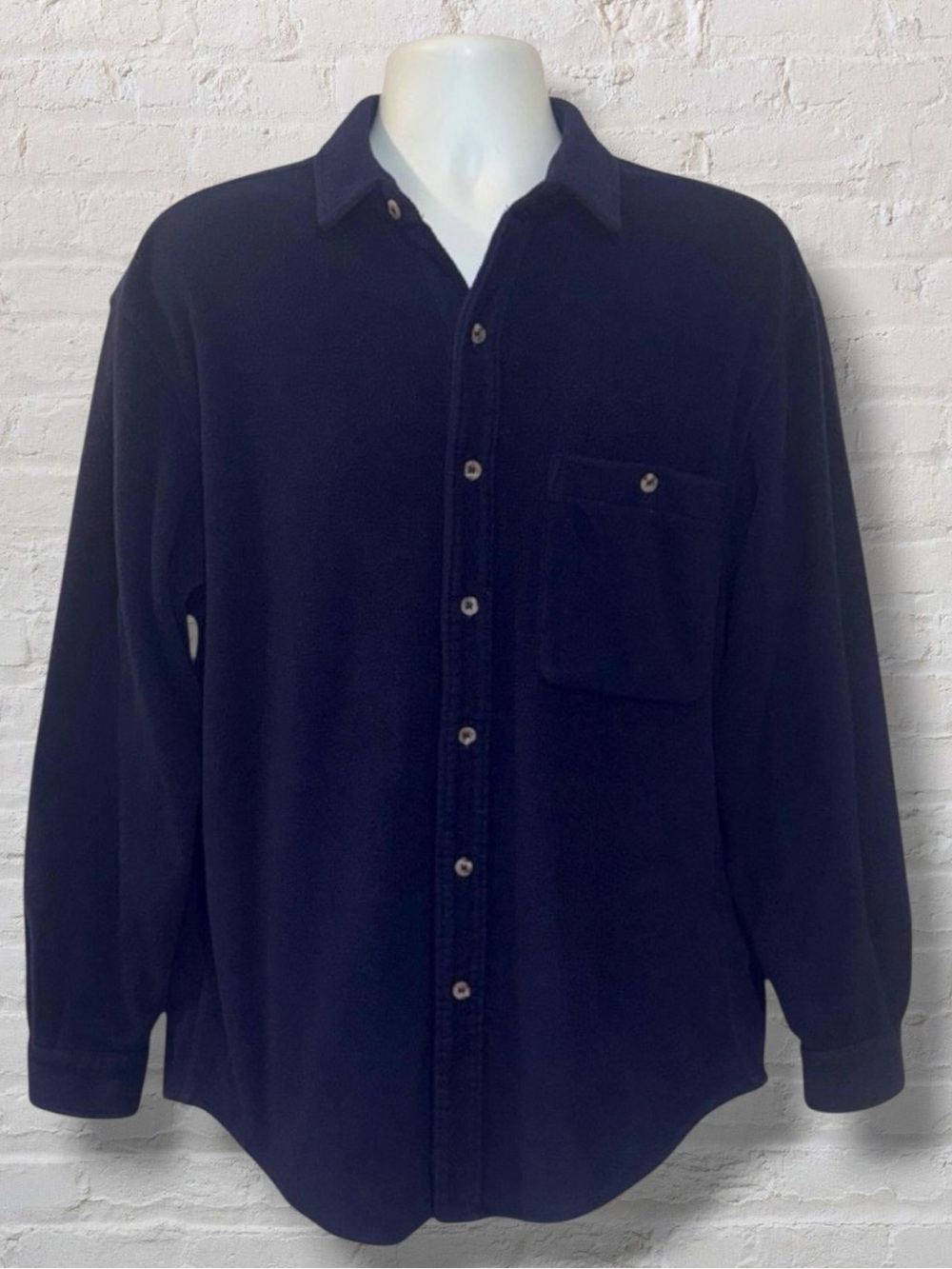 Eddie Bauer Polartec Fleece Shirt Jacket Men’s Small – Navy Button Front